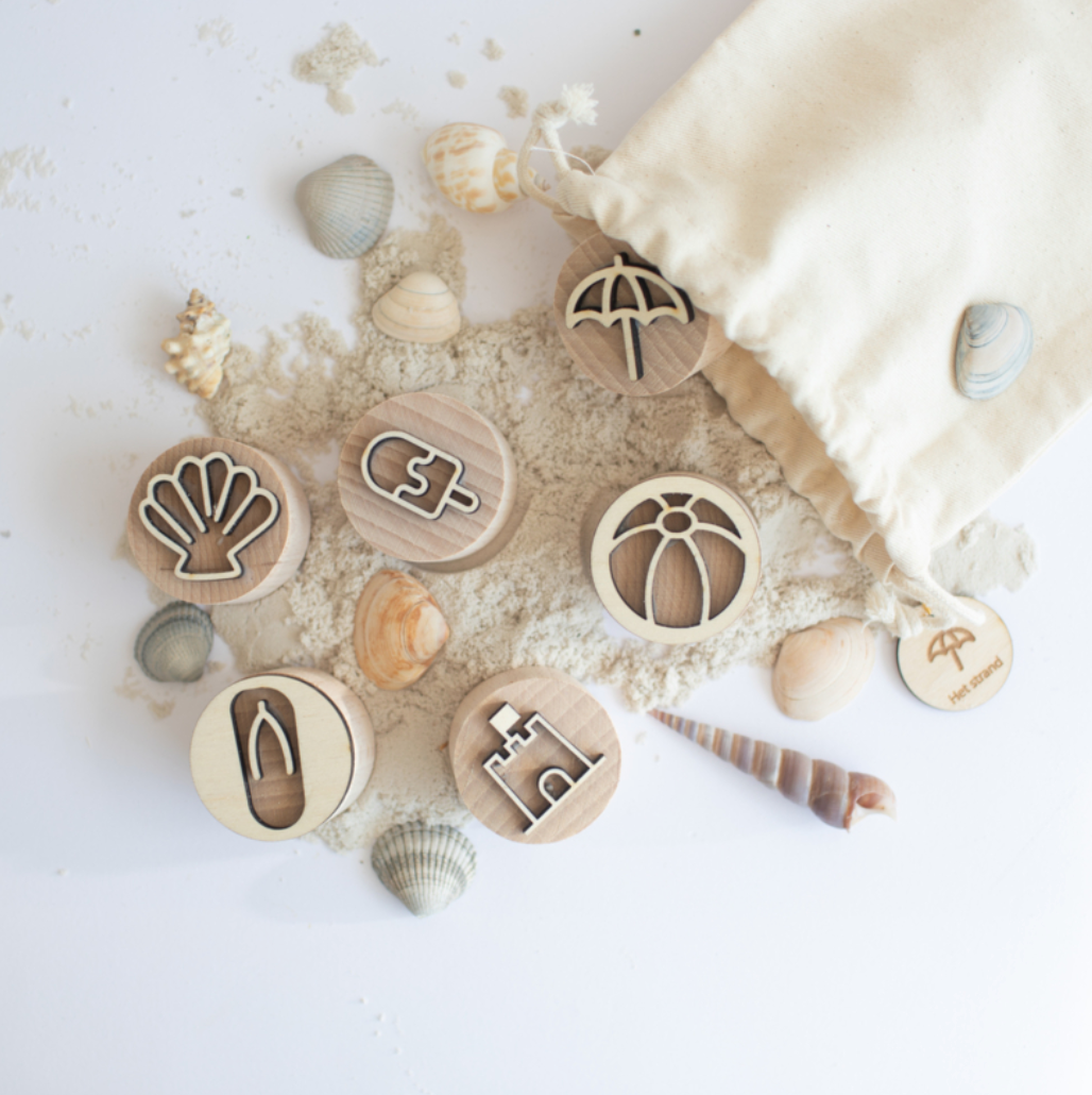 Houten stempelset - het strand
