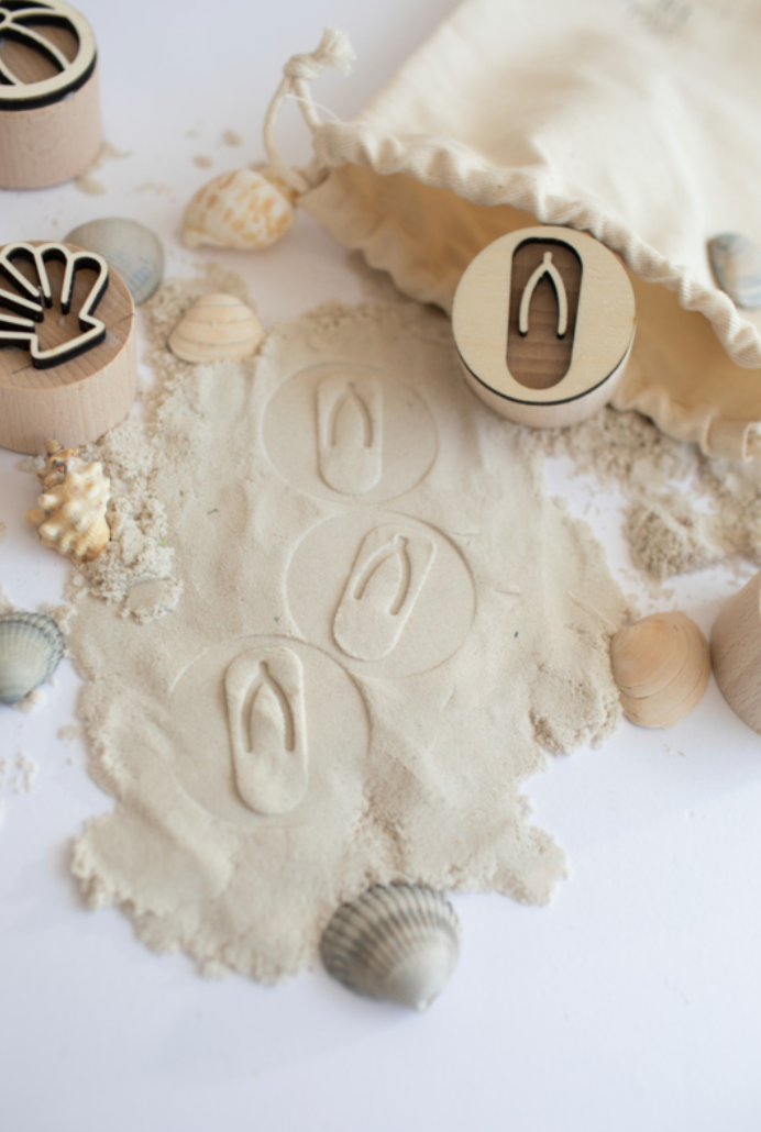 Houten stempelset - het strand