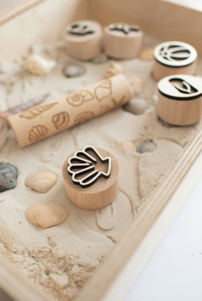 Houten stempelset - het strand