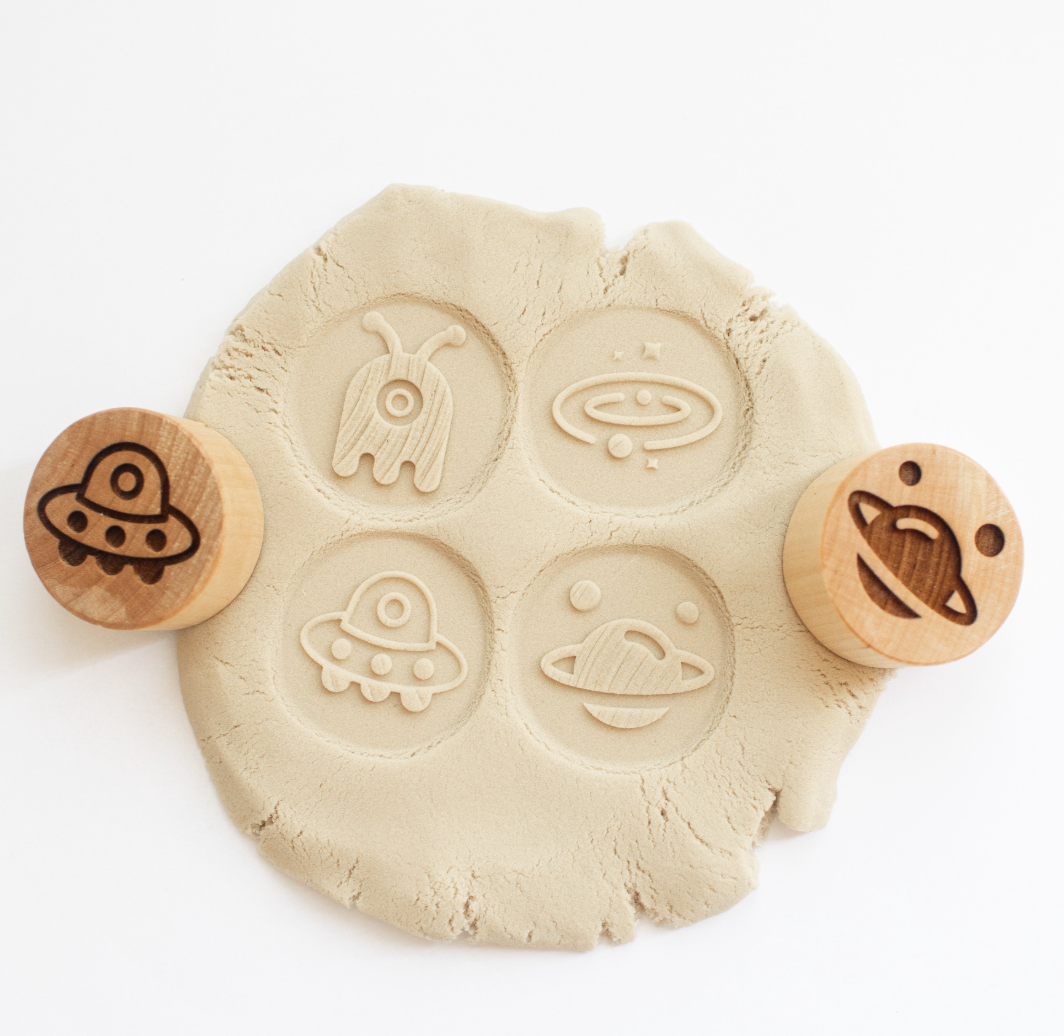 Houten stempelset - alien