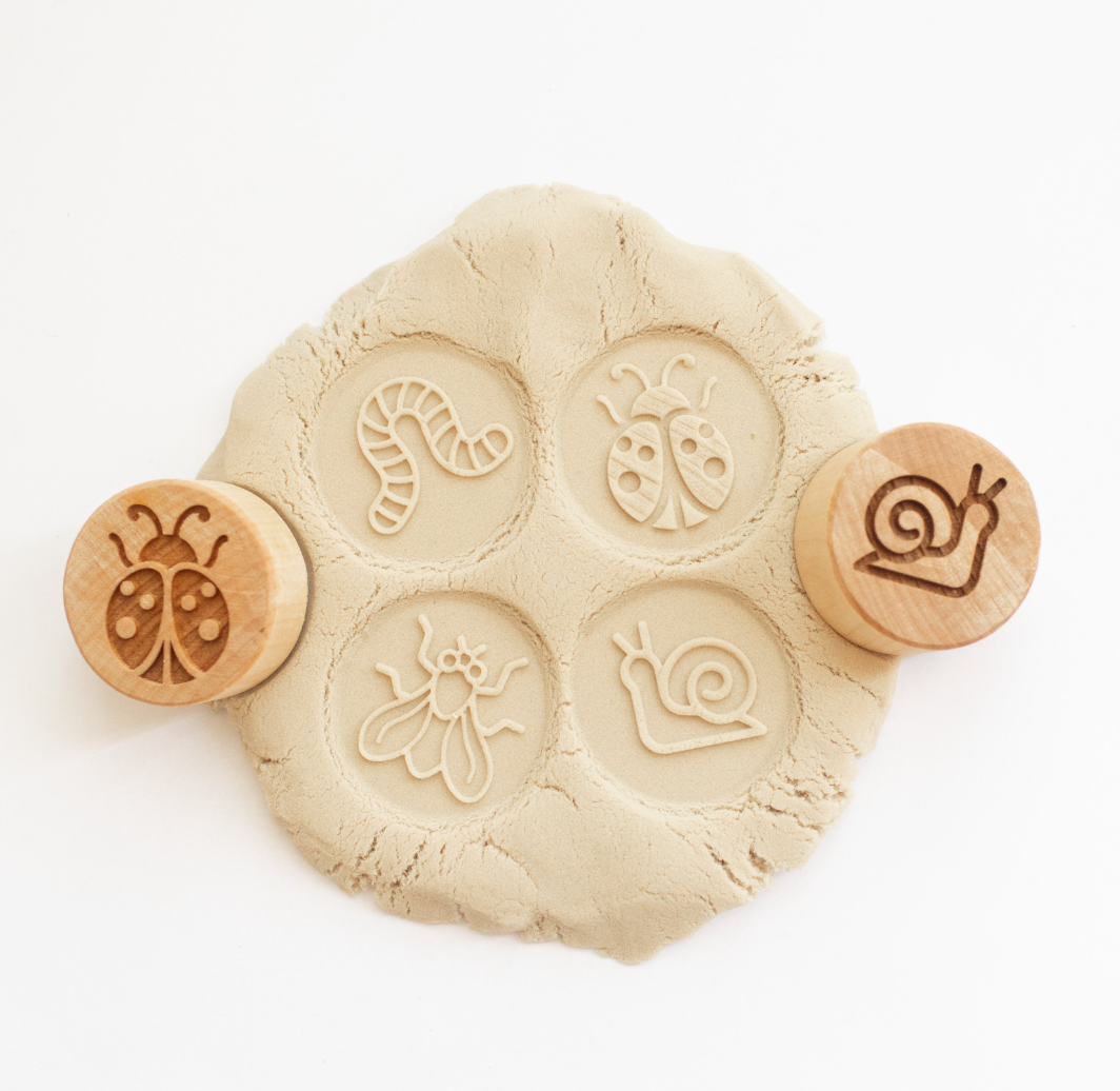 Houten stempelset - kriebelbeestjes