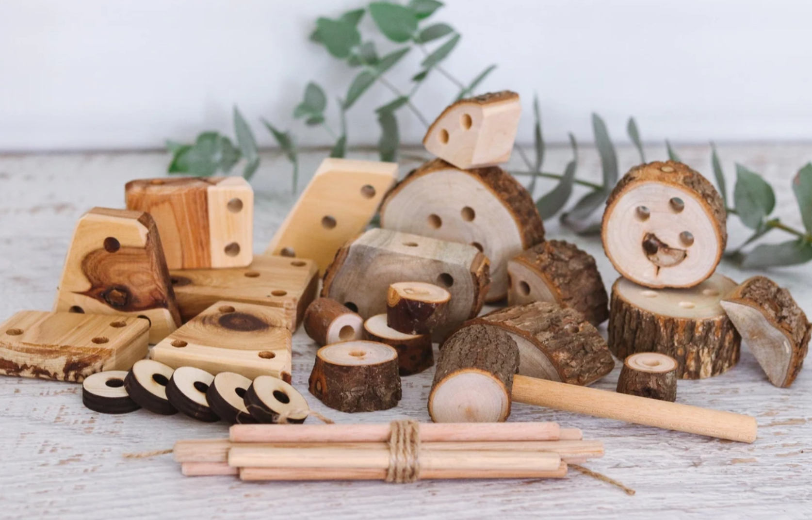 Bouwen met houten blokken