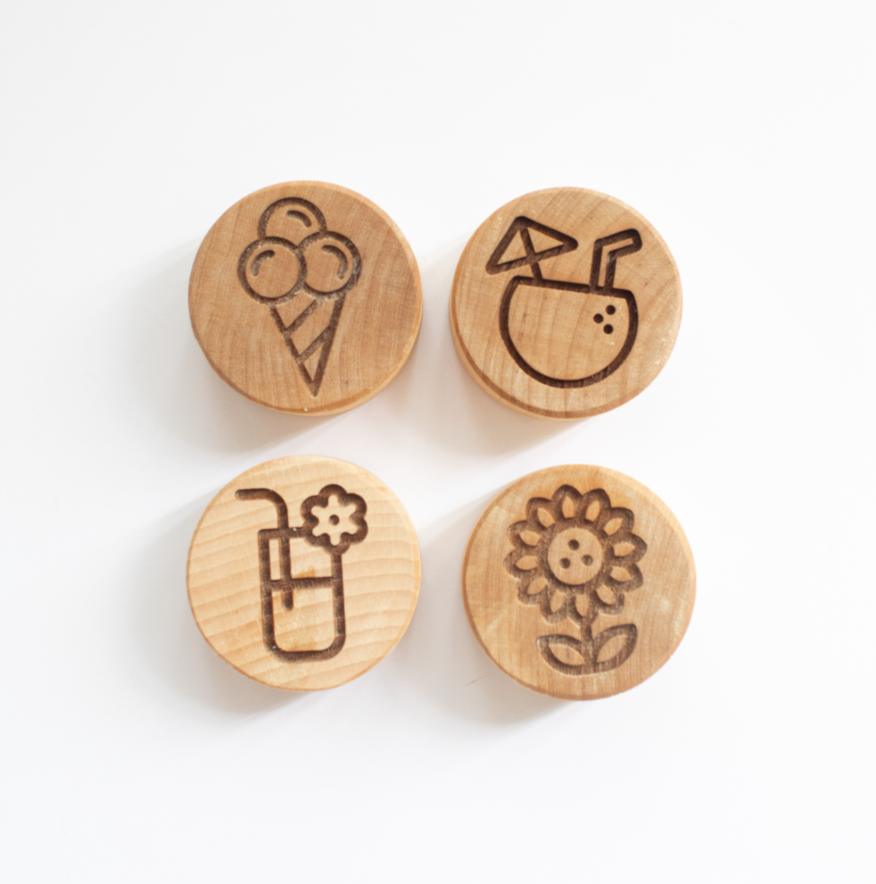 Houten speelgoed voor klei, kinetisch zand, speelrijst en meer