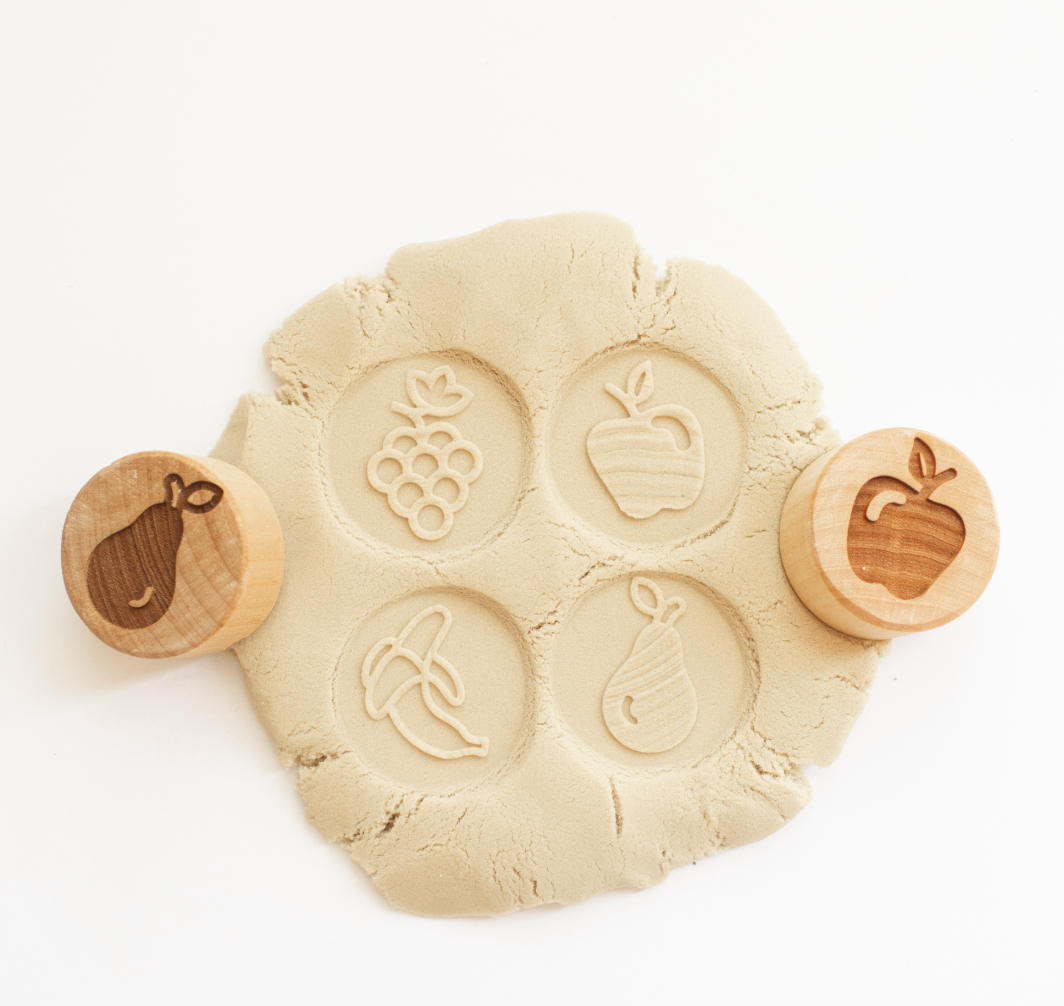 Houten stempelset - fruit