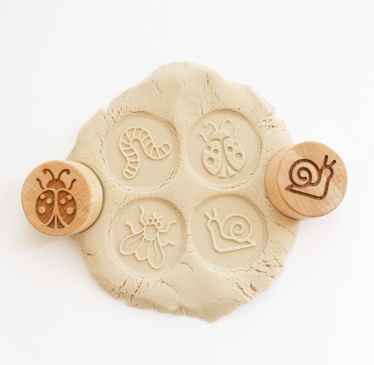 Houten stempelset - kriebelbeestjes