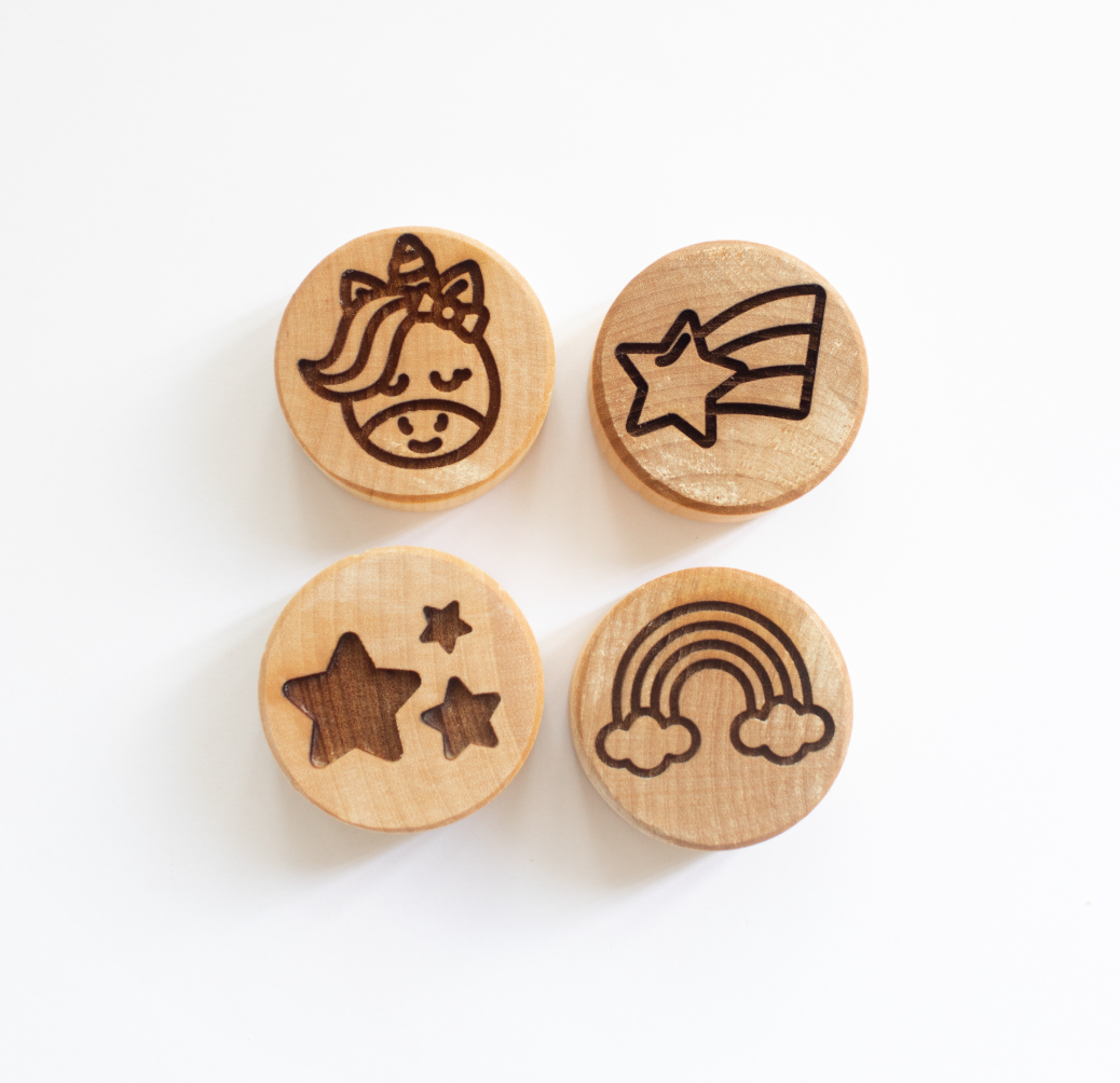 Houten stempelset - unicorn