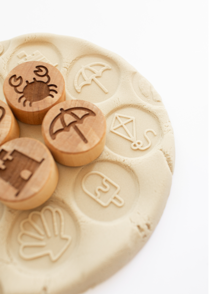 Houten stempelset - het strand
