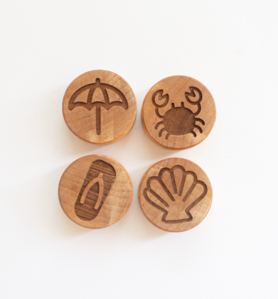 Houten stempelset - het strand