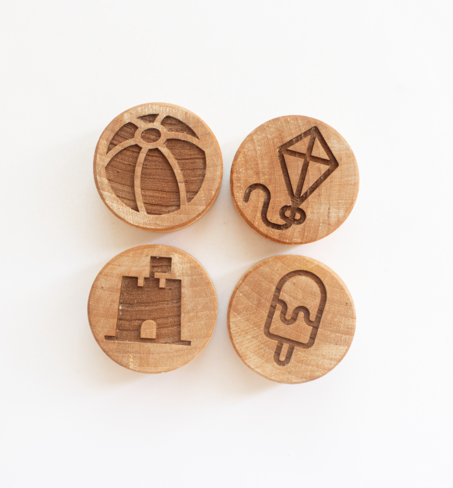 Houten stempelset - het strand