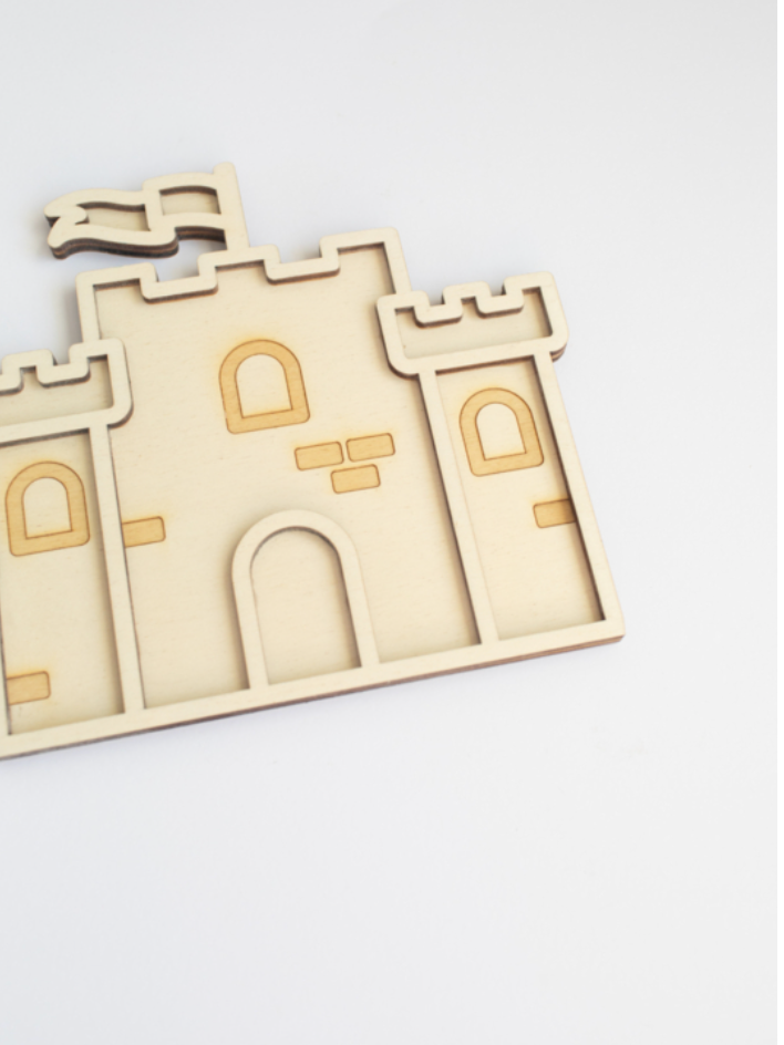 Houten speeltray - kasteel