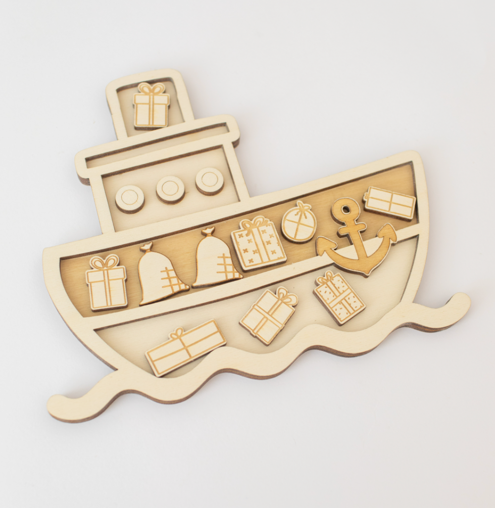 Houten speeltray - de pakjesboot