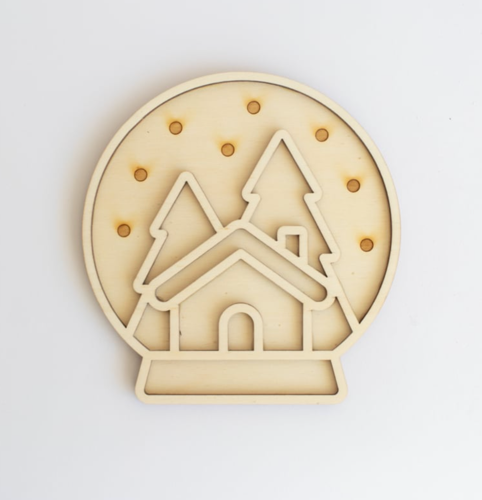 Houten speeltray - snowglobe
