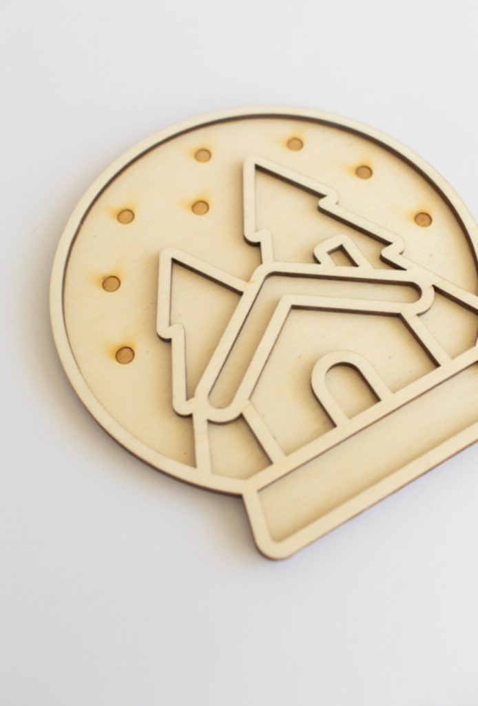 Houten speeltray - snowglobe