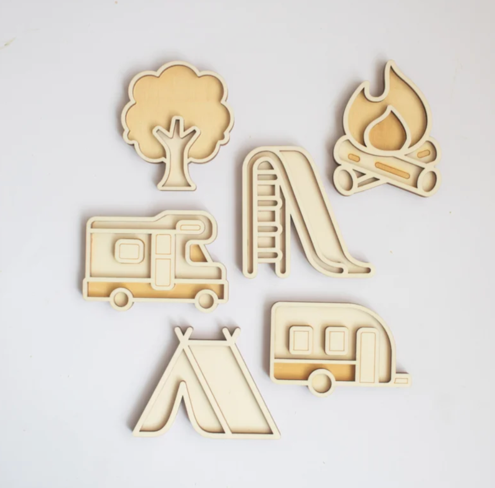 Houten speelset - op de camping