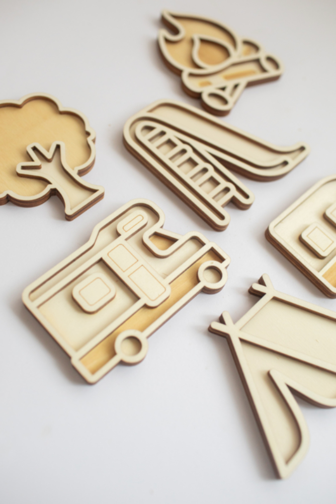 Houten speelset - op de camping