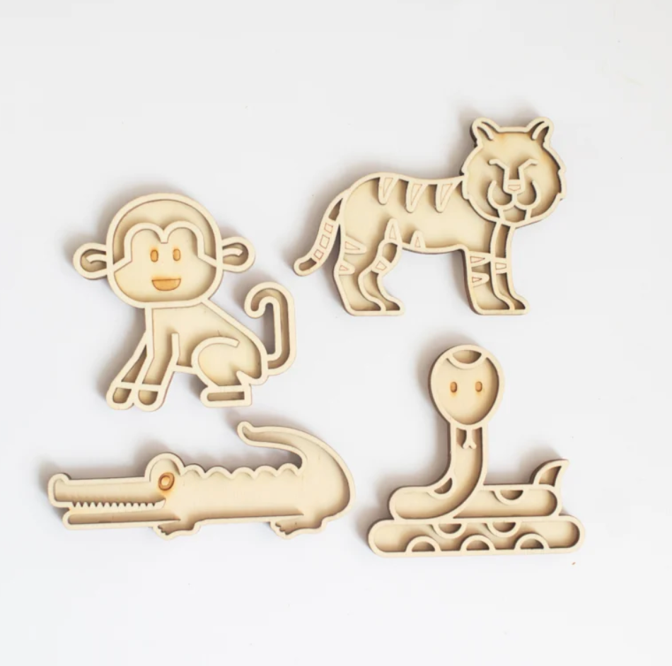 Houten speelset - jungle dieren