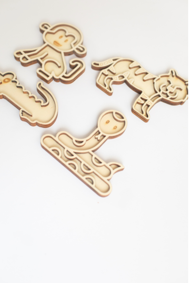 Houten speelset - jungle dieren